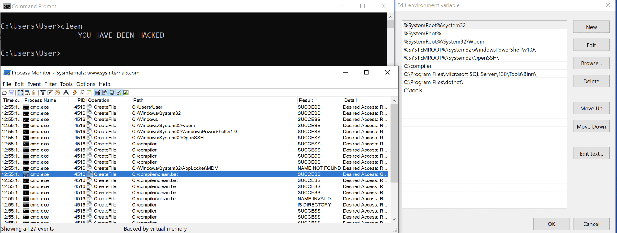 Path variable world-writable.