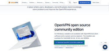 Téléchargement du client graphique OpenVPN depuis le site officiel.