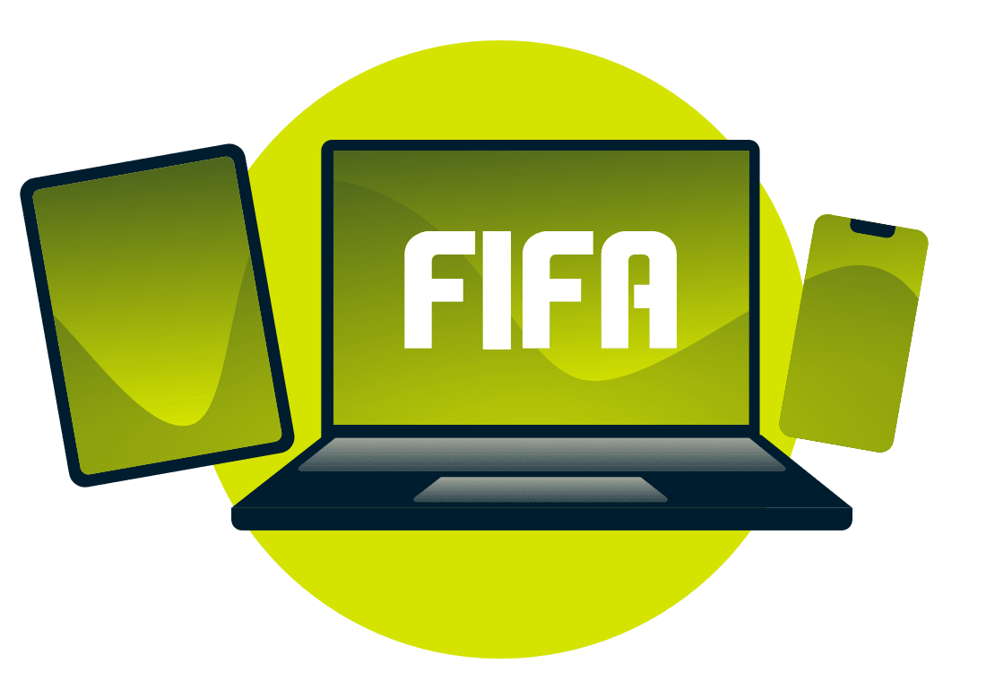 FIFAロゴがあるさまざまなデバイス。