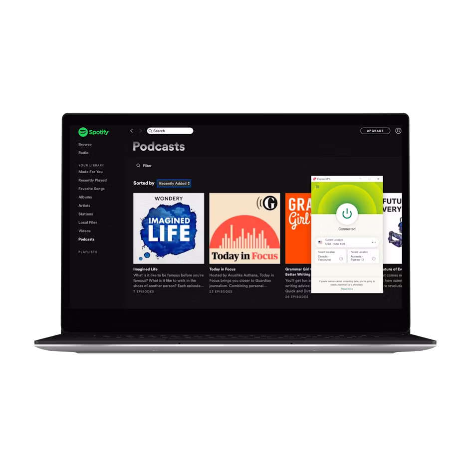 Spotify UI with VPN.