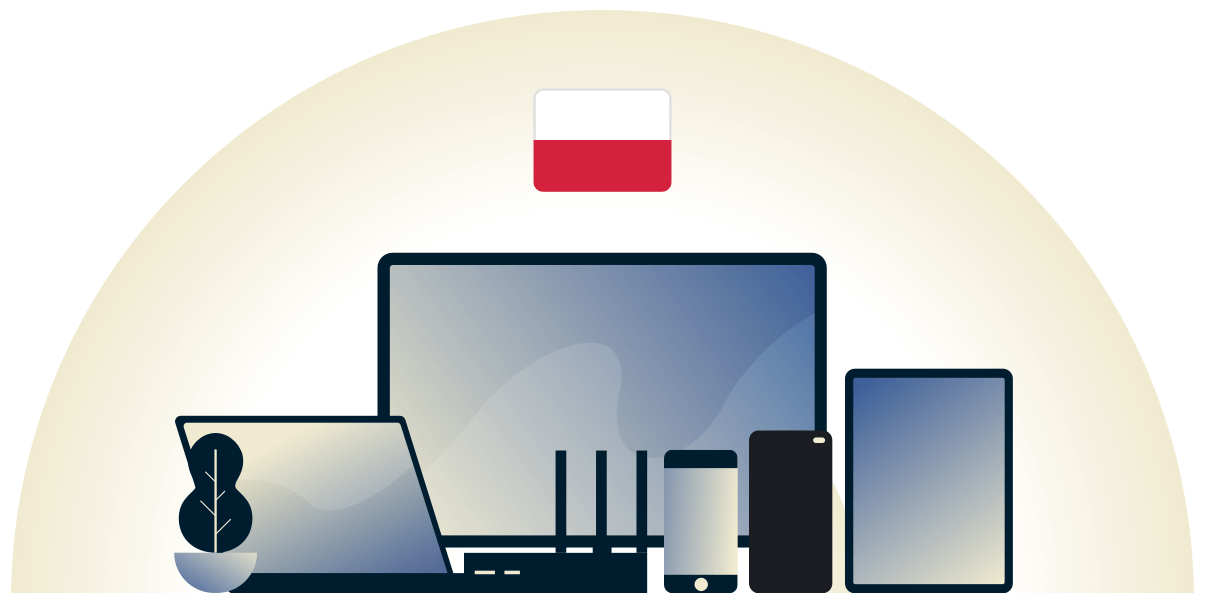 VPN per la Polonia che protegge una varietà di dispositivi.